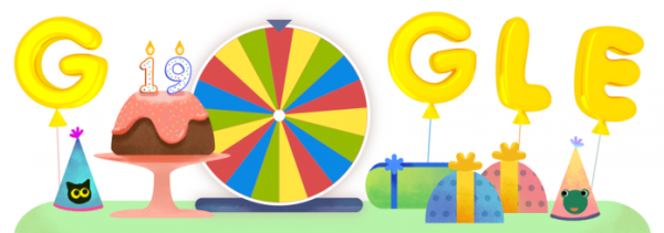 Google празнува 19 години с „колело на късмета“ и интересни игри