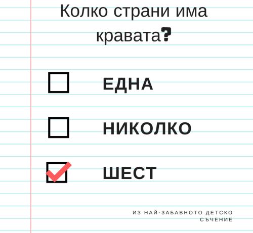 Бухалът е... не знам нищо за него,  а пък кравата има шест страни... 